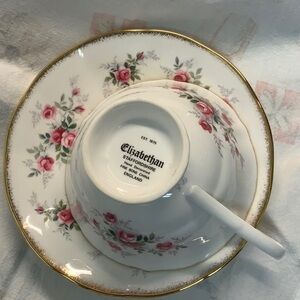 Rose Pattern Tea Cup and Saucer Set